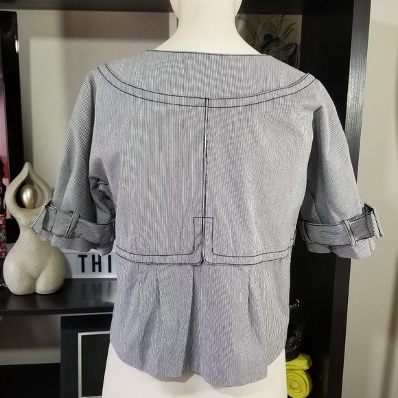 Gorgeous buckle strap sleeve peplum shirt jacket size 2 - Picture 5 of 7